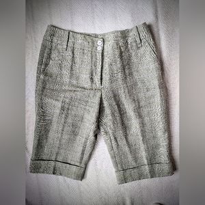 EUC Faconnable Green Cuffed Linen Shorts w/ Rayon Lining, Women's Size 10